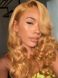 #27 Honey Blonde 3D Body Wave 5x5 13x4 Lace Front Wig Pre Plucked Light Brown Colored Wig