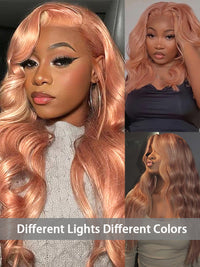 Kisslove Ash Pink Blonde Hair 3D Loose Body Wave Wig Dusty Rose Pink Color Pull Go Drawstring Wig