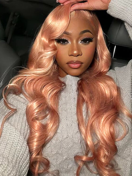 Kisslove Ash Pink Blonde Hair 3D Loose Body Wave Wig Dusty Rose Pink Color Pull Go Drawstring Wig