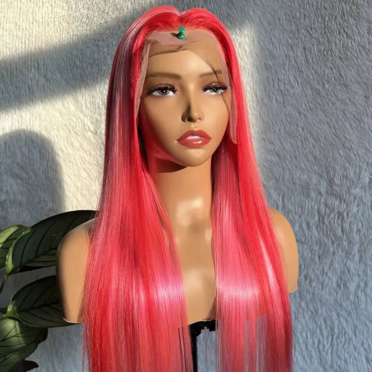 Pink Highlight Wig 13x4 HD Lace Frontal Wigs Straight Human Hair