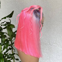 Ombre Silver Pink Bob Wig 13x4 HD Lace Wigs Human Hair Bob Wigs