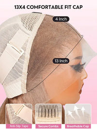 [Wear & Go] Ash Blonde with Dark Root Straight Bob Wig 13x4 Transparnt Lace Glueless Wig