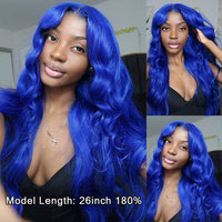 Blue Wig Dyed From 613 Blonde 3D Body Wave 13x4 HD Lace Front Human Hair Wigs