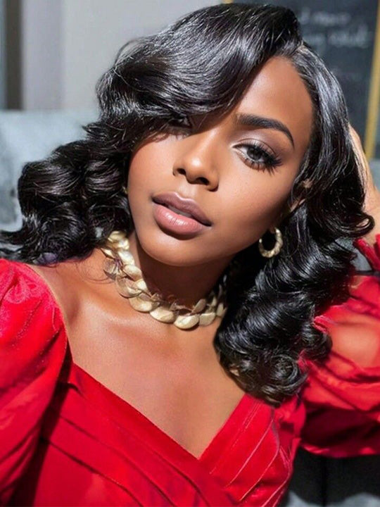 Kisslove Hair Pre Styled Side Part Body Wave Bob Wig Glueless Invisi Drawstring 360 Lace Frontal Wig