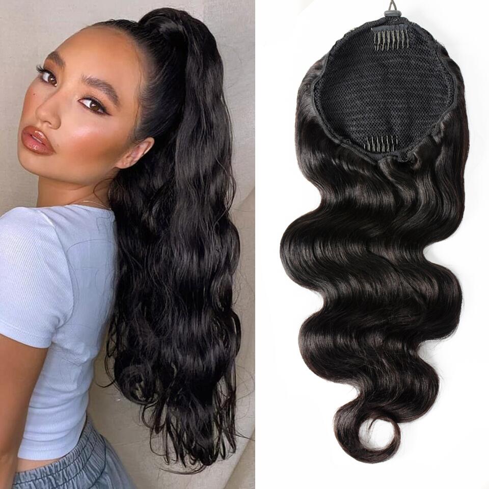 Ponytail Human Hair Extensions Body Wave Hair Extension For Women