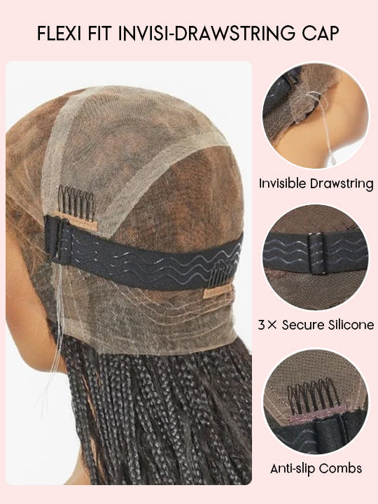 Ombre Chestnut Brown Full Lace Boho Braided Wig Glueless Invisi-Drawstring Ready To Go Wigs