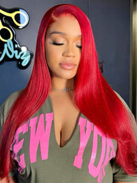 Red Wig Straight Hair Dyed From 613 Blonde Hair 13x4 Lace Front Human Hair Wigs