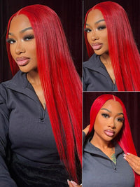 Red Wig Straight Hair Dyed From 613 Blonde Hair 13x4 Lace Front Human Hair Wigs
