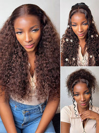 Kisslove Hair 13x6 Lace Frontal Wig Dark Brown Color Burmese Curly Glueless Human Hair Wig