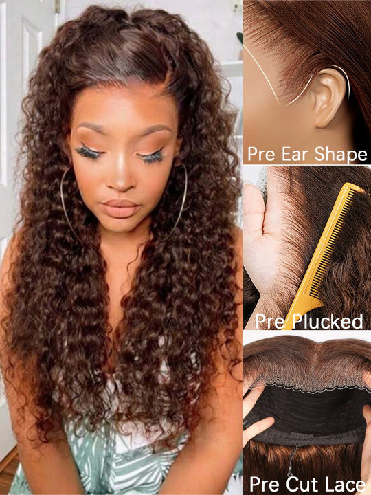Kisslove Hair 13x6 Lace Frontal Wig Dark Brown Color Burmese Curly Glueless Human Hair Wig