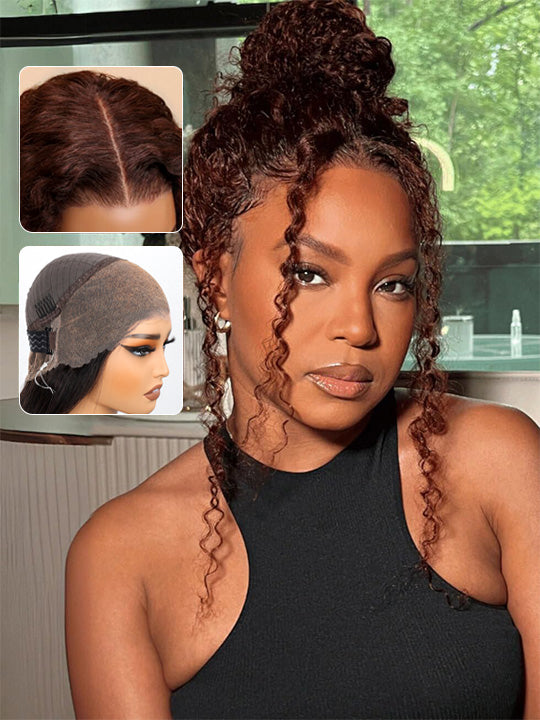 Kisslove Pre-Everything Chocolate Brown 360 Lace Wig Glueless Water Wave Human Hair Wigs