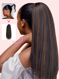 Yaki Straight Human Hair Ponytail Beginner Friendly Drawstring Ponytail Extensions