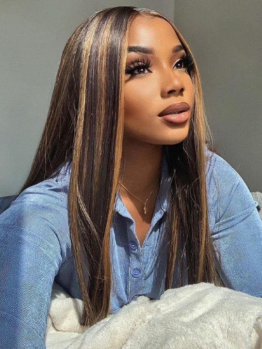 1B/30 Highlight Wig Brazilian Straight Hair Ombre 4x4/13x4/13x6 Transparent Lace Wigs