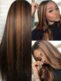 1B/30 Highlight Wig Brazilian Straight Hair Ombre 4x4/13x4/13x6 Transparent Lace Wigs
