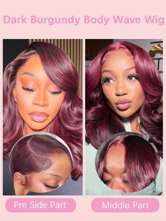 Kisslove Hair Burgundy Color 7x5 Glueless Body Wave Bob Wig Pre Styled Salon Design Human Hair Wigs