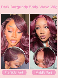Kisslove Hair Burgundy Color 7x5 Glueless Body Wave Bob Wig Pre Styled Salon Design Human Hair Wigs