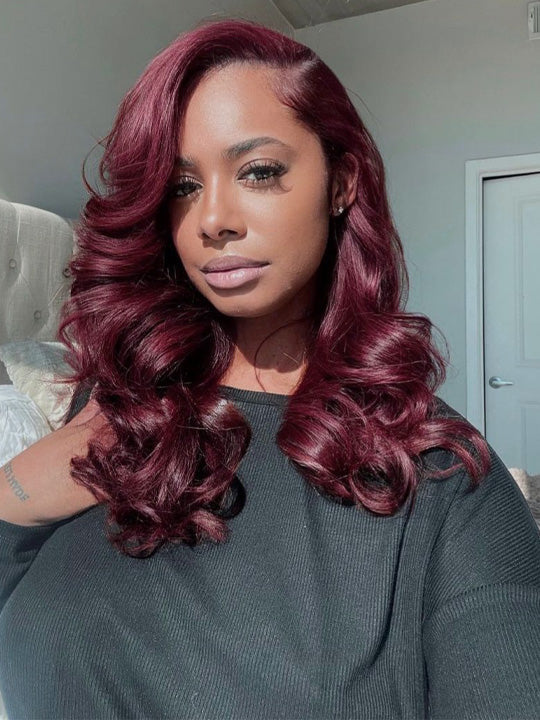 Pre Styled Side Part Colored Body Wave Bob Wig Glueless Drawstring Ready to Go Wigs