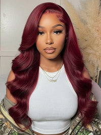 [Flash Deal] Burgundy Color Straight Hair 13x6 Lace Front Wig Pre Plucked Colored Human Hair Wigs