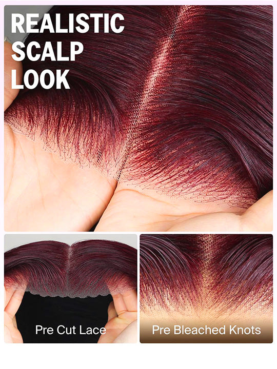 [Flash Deal] Burgundy Color Straight Hair 13x6 Lace Front Wig Pre Plucked Colored Human Hair Wigs