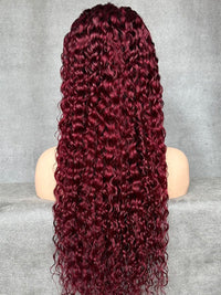 99J Burgundy Color Deep Wave 13x4 13x6 Lace Front Wigs Pre Plucked Human Hair Wigs