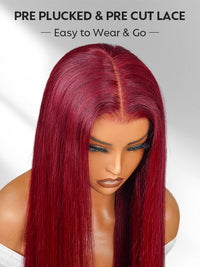 [Flash Deal] Burgundy Color Straight Hair 13x6 Lace Front Wig Pre Plucked Colored Human Hair Wigs