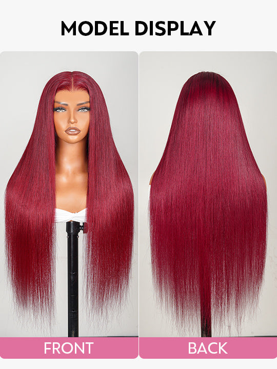 [Flash Deal] Burgundy Color Straight Hair 13x6 Lace Front Wig Pre Plucked Colored Human Hair Wigs