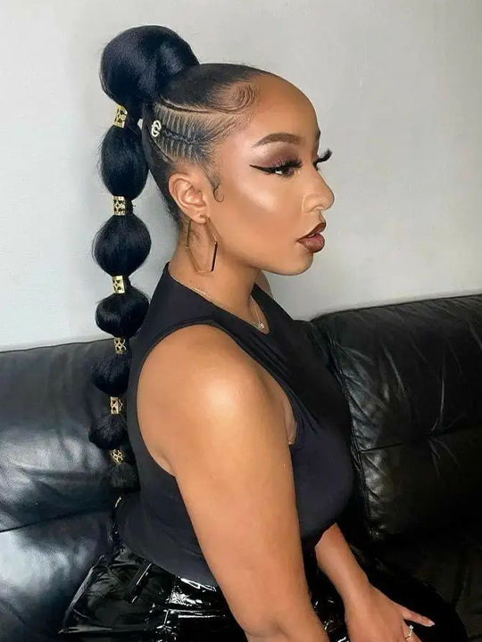 Silky Press Yaki Straight Hair Ponytail Beginner Friendly Drawstring Ponytail Extensions for Women