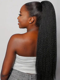 Silky Press Yaki Straight Hair Ponytail Beginner Friendly Drawstring Ponytail Extensions for Women