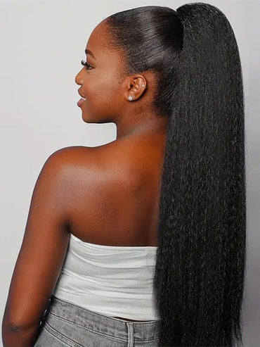 Silky Press Yaki Straight Hair Ponytail Beginner Friendly Drawstring Ponytail Extensions for Women