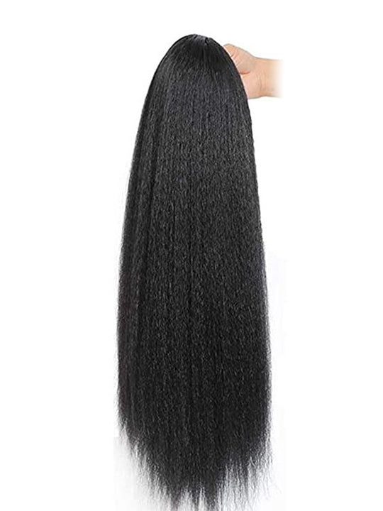 Silky Press Yaki Straight Hair Ponytail Beginner Friendly Drawstring Ponytail Extensions for Women