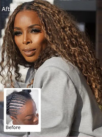 Brown Balayage Water Wave Miracle Knots Crochet Hair Colored Human Hair Extensions for Braids