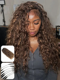 Brown Balayage Water Wave Miracle Knots Crochet Hair Colored Human Hair Extensions for Braids