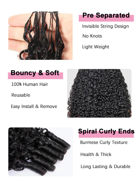 Burmese Curly Crochet Hair Designed for Miracle Knots Boho Braids Time-Saving Human Hair Extensions