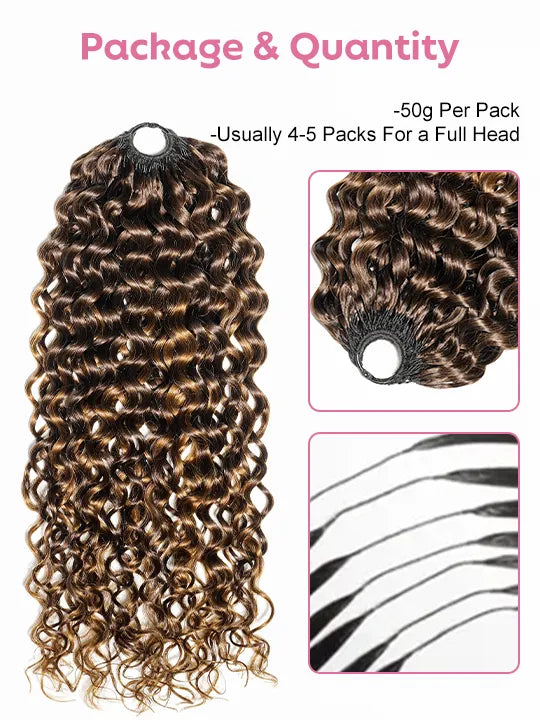 Brown Balayage Water Wave Miracle Knots Crochet Hair Colored Human Hair Extensions for Braids
