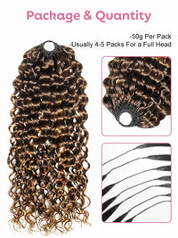 Brown Balayage Water Wave Miracle Knots Crochet Hair Colored Human Hair Extensions for Braids