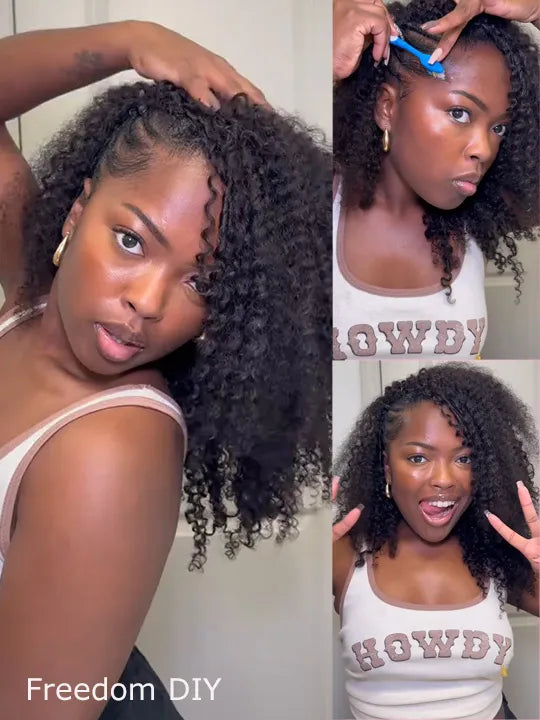 Human Hair Kinky Curly Knotless Crochet Extensions For Boho Braiding