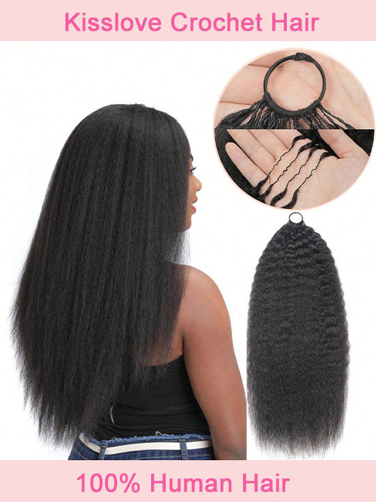 Kisslove Hair Kinky Straight Human Crochet Hair 100% Human Hair Extensions for Braids