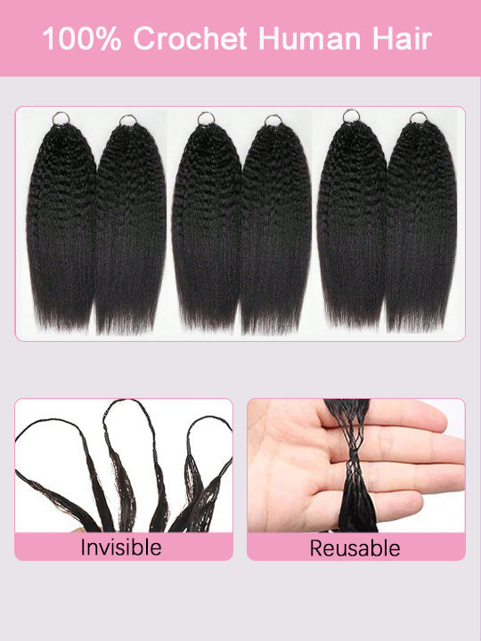 Kisslove Hair Kinky Straight Human Crochet Hair 100% Human Hair Extensions for Braids