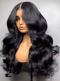 3D Body Wave Wig With Curtain Bangs 5x5 HD Lace Wigs 14A Virgin Human Hair Wigs