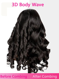 3D Body Wave Wig With Curtain Bangs 5x5 HD Lace Wigs 14A Virgin Human Hair Wigs