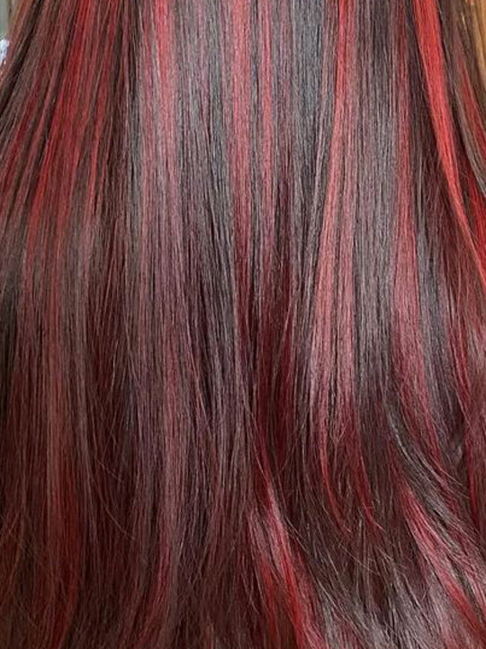 Kisslove Hair Dark Red Highlight Loose Body Wave 13x6 Full Lace Frontal Wig With Face Framing Layers