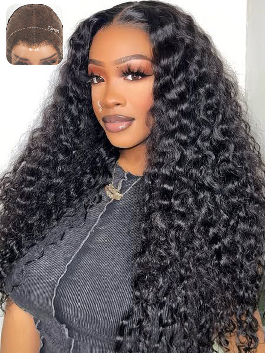 Deep Wave 13x6 Lace Front Wig Pre Plucked Ear to Ear Lace Frontal Human Hair Wigs