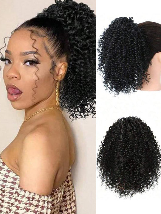 Afro Kinky Curly Hair Ponytail Extensions Clip in Drawstring Ponytail Human Hair Extensions
