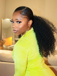 Afro Kinky Curly Hair Ponytail Extensions Clip in Drawstring Ponytail Human Hair Extensions