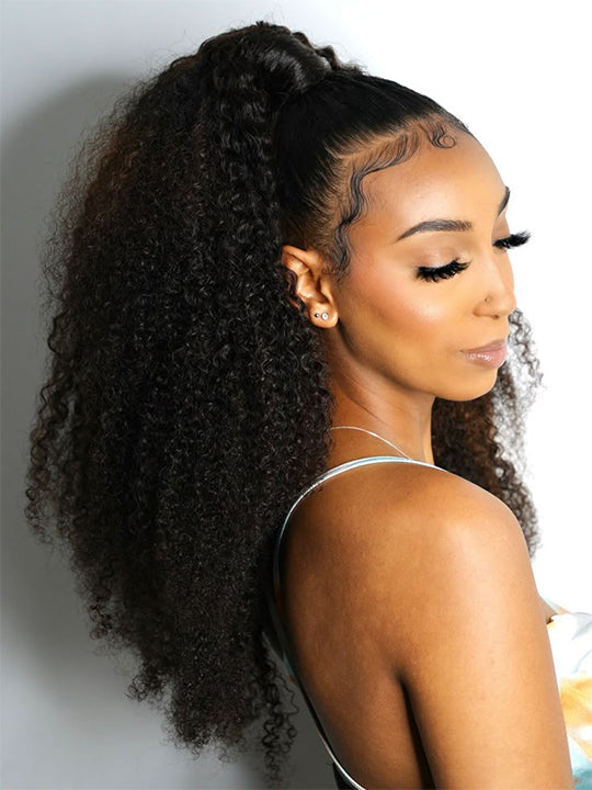 Afro Kinky Curly Hair Ponytail Extensions Clip in Drawstring Ponytail Human Hair Extensions