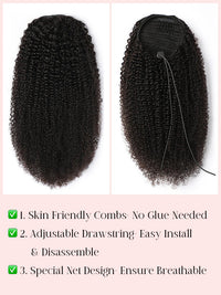 Afro Kinky Curly Hair Ponytail Extensions Clip in Drawstring Ponytail Human Hair Extensions