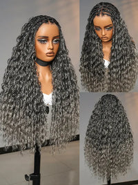 Ombre Chestnut Brown Full Lace Boho Braided Wig Glueless Invisi-Drawstring Ready To Go Wigs