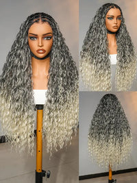 Ombre Chestnut Brown Full Lace Boho Braided Wig Glueless Invisi-Drawstring Ready To Go Wigs