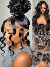 Full Lace Wig Body Wave Brazilian Human Hair Wigs Pre Plucked Real Scalp Invisi-Drawstring Cap