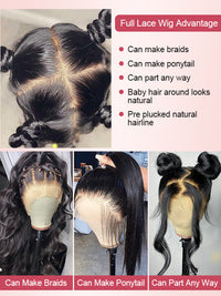 Full Lace Wig Body Wave Brazilian Human Hair Wigs Pre Plucked Real Scalp Invisi-Drawstring Cap